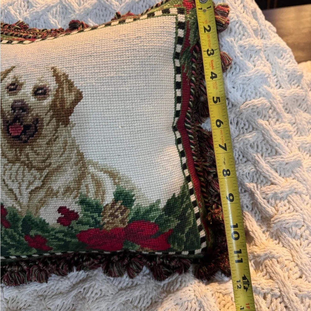 Holiday Dog Needlepoint Pillow